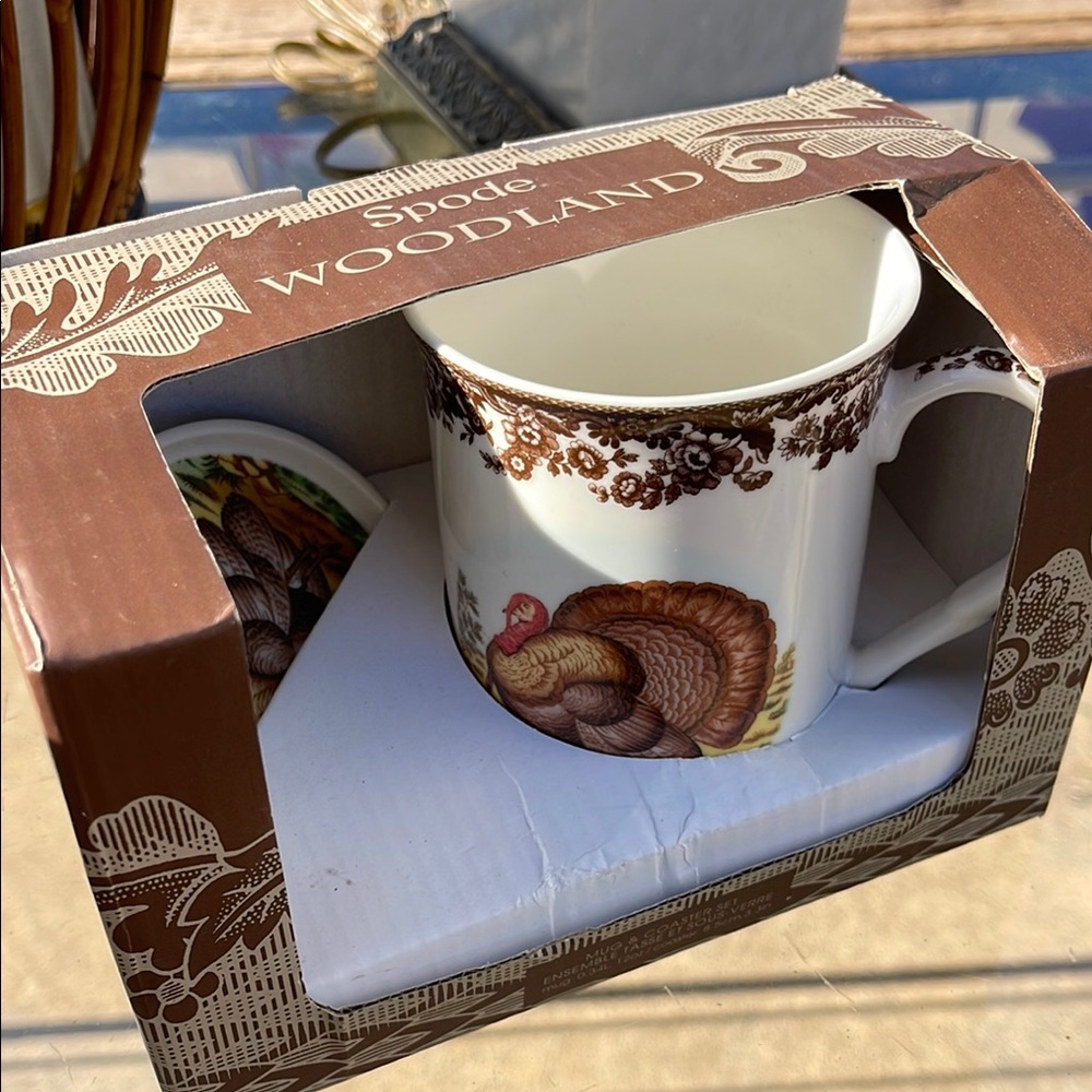Spode Woodland Turkey Mug - Brown and White